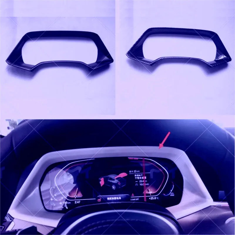BMW X5 dashboard decorative frame in ABS plastic with carbon fibre or peach wood finish