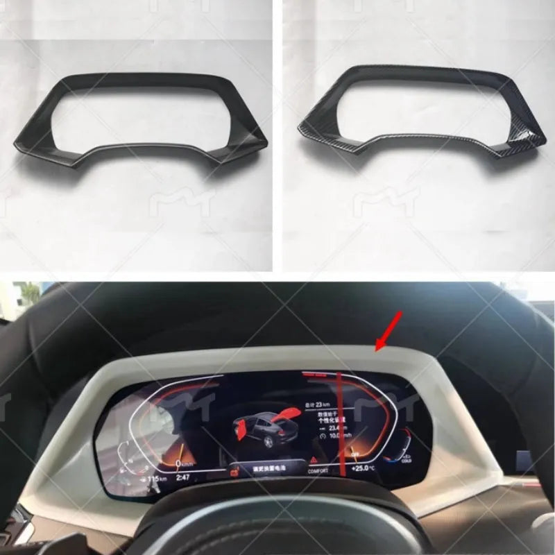 BMW X5 dashboard decorative frame in ABS plastic with carbon fibre or peach wood finish