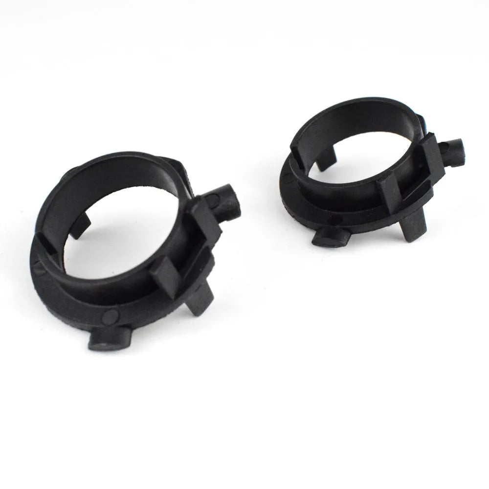 Black ABS plastic car LED headlight card holder measuring 3.8 by 3.7 by 1 centimetres.