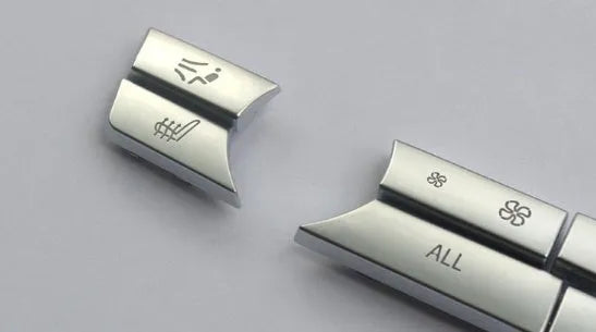 Silver automotive air conditioning button panel replacement set with air volume controls and multiple size options