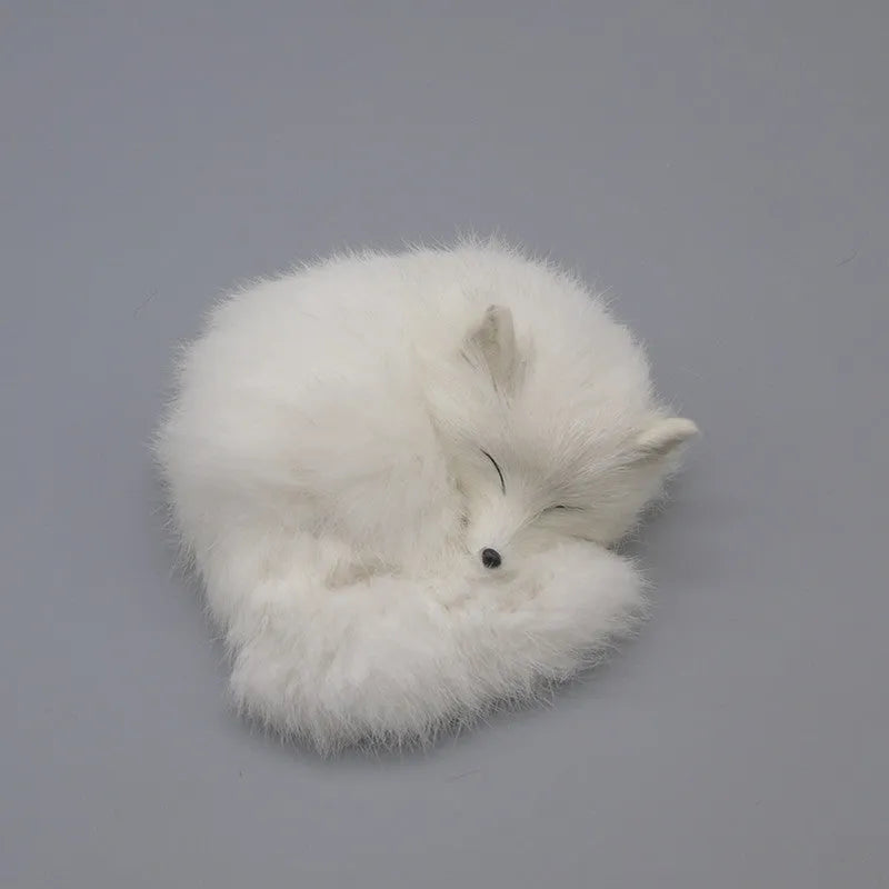 Artificial fox fur car decoration in white, yellow and red colours measuring 15cm