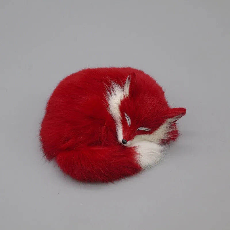 Artificial fox fur car decoration in white, yellow and red colours measuring 15cm