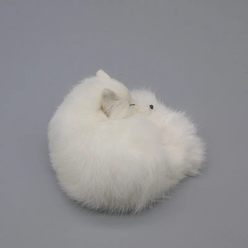 Artificial fox fur car decoration in white, yellow and red colours measuring 15cm