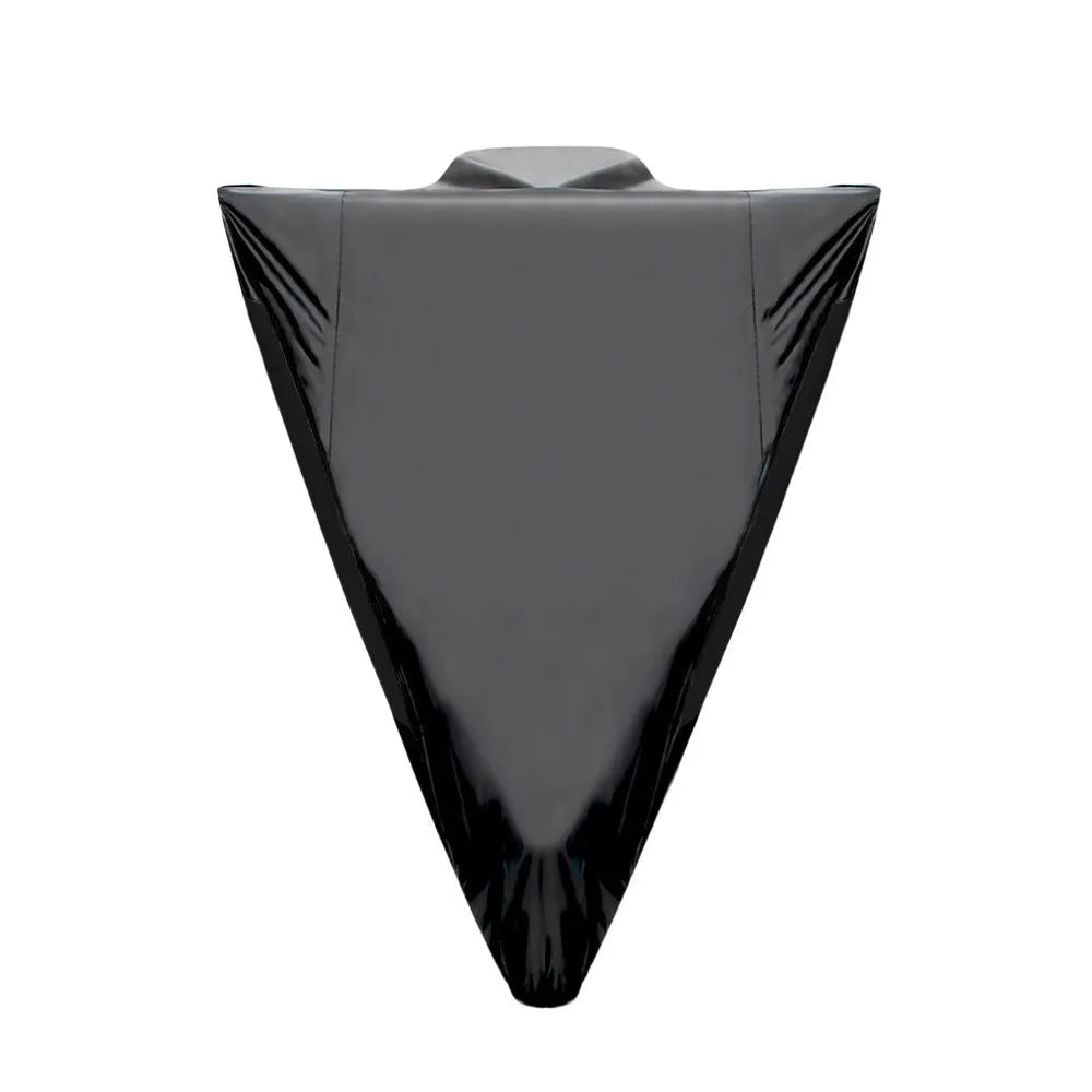 Polyester motorcycle cover showing black colour option with heat insulation and anti-theft features