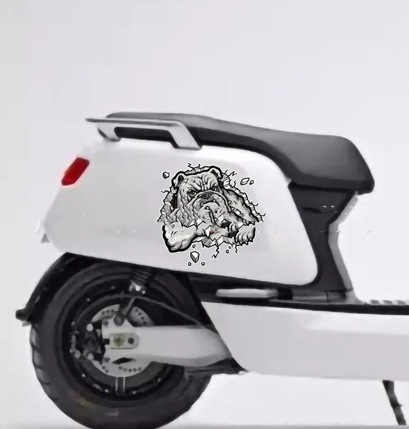 Grey dog pattern motorcycle decorative sticker measuring 17x17cm from animals series