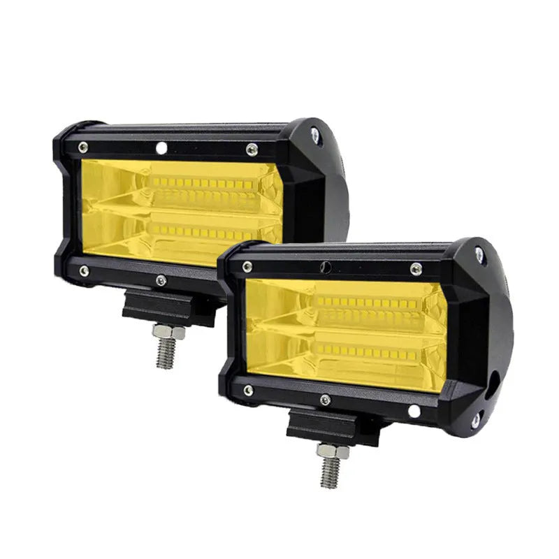 5-inch black LED work lamp for off-road vehicles with aluminum housing and bracket mounting