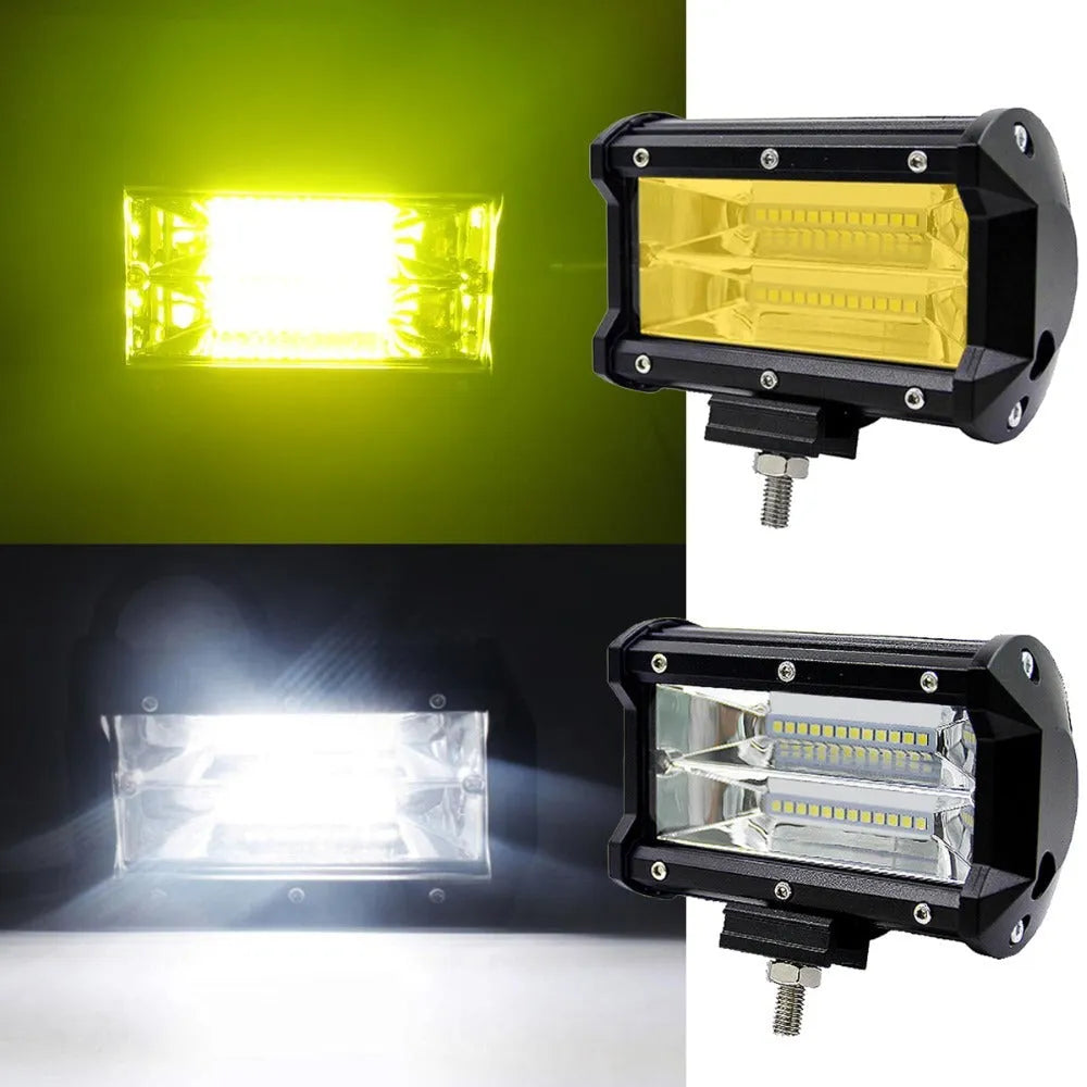 5-inch black LED work lamp for off-road vehicles with aluminum housing and bracket mounting
