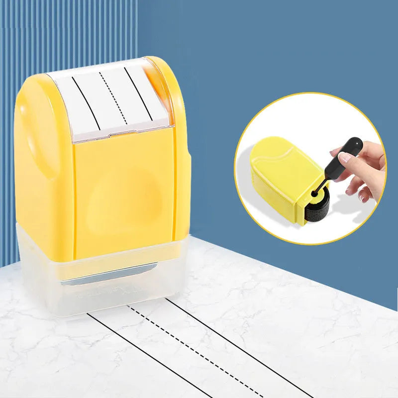 Plastic roller seal stamp for teaching in seven colours including blue, yellow, black, rose red