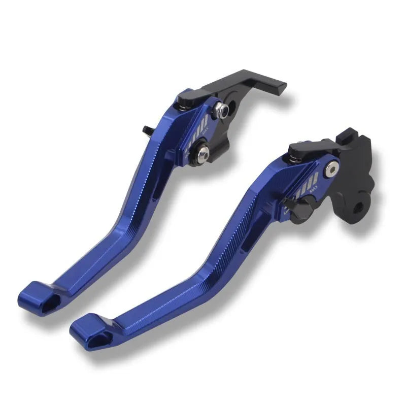 Metal motorcycle clutch lever with two-finger pull rod in assorted colours.