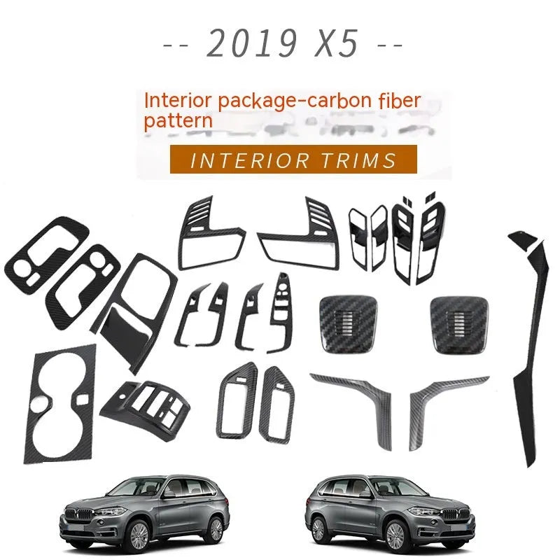Black ABS plastic cup holder decorative panel for 2019 BMW X5 central console