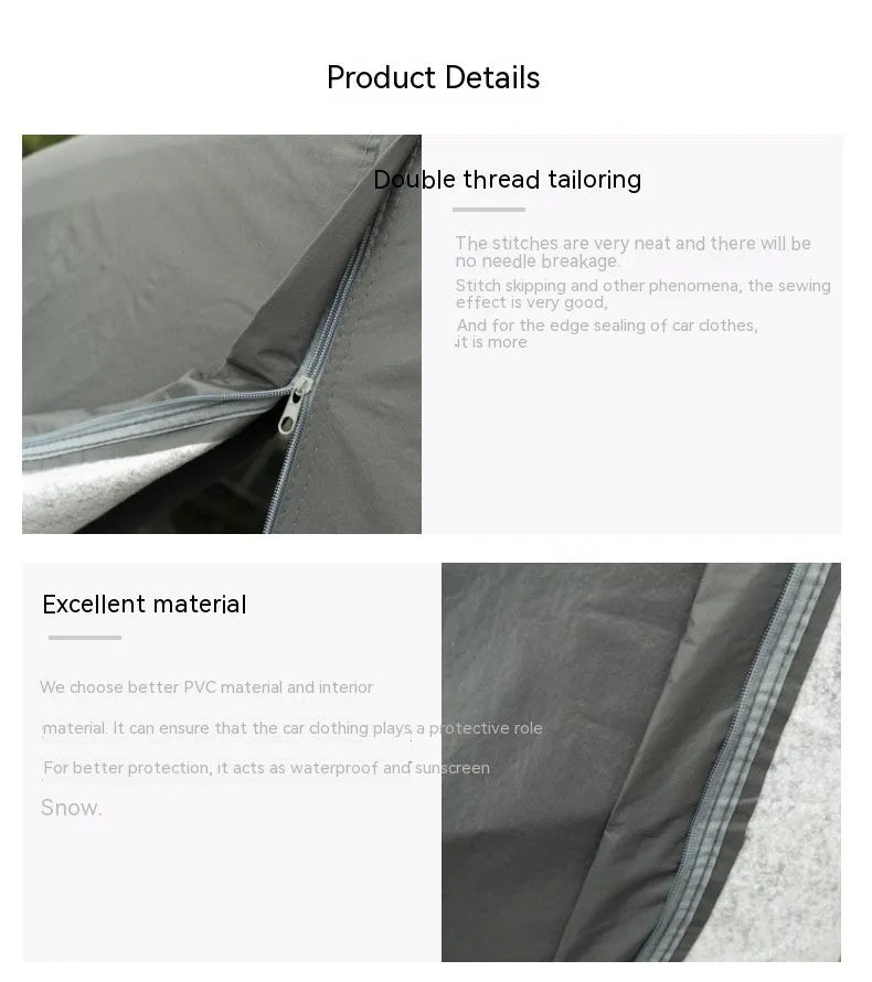 Grey thickened PVC chemical fibre car cover for Volkswagen vehicles, shown in size S, M, L, XL, or 2XL.