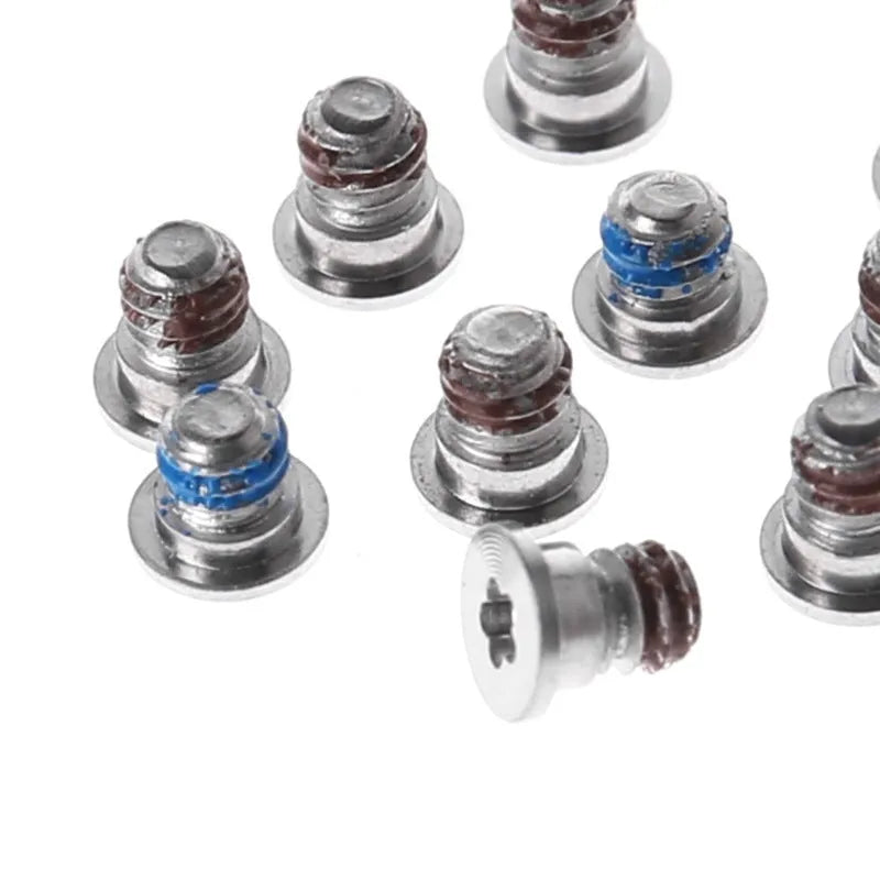 Ten small metal replacement screws for Apple MacBook Pro A1502, A1398, and A1425 bottom shell.