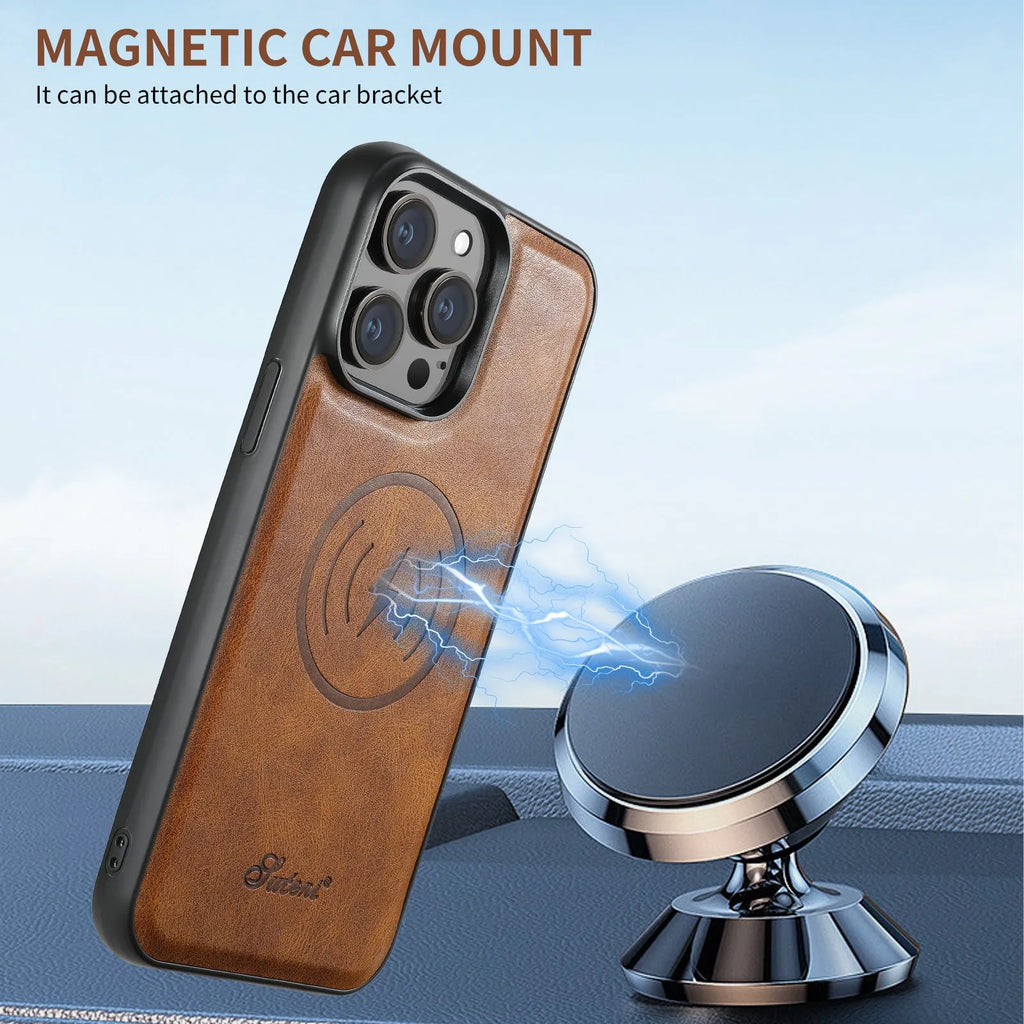 Magnetic card holder two-in-one phone case for iPhone with built-in bracket and card slot, black
