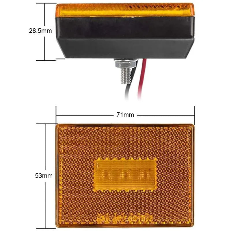 LED trailer side light with transparent PC cover and 19cm cable for vehicle width indication