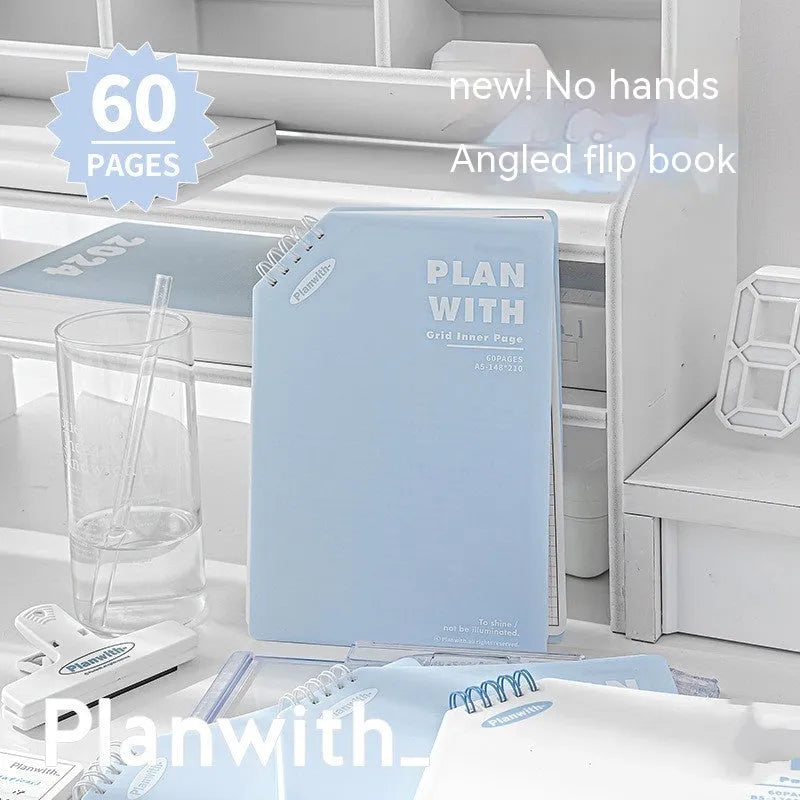Oblique angle artsy ins style salt series notebook in A5 or B5 size with white or plaid blue cover