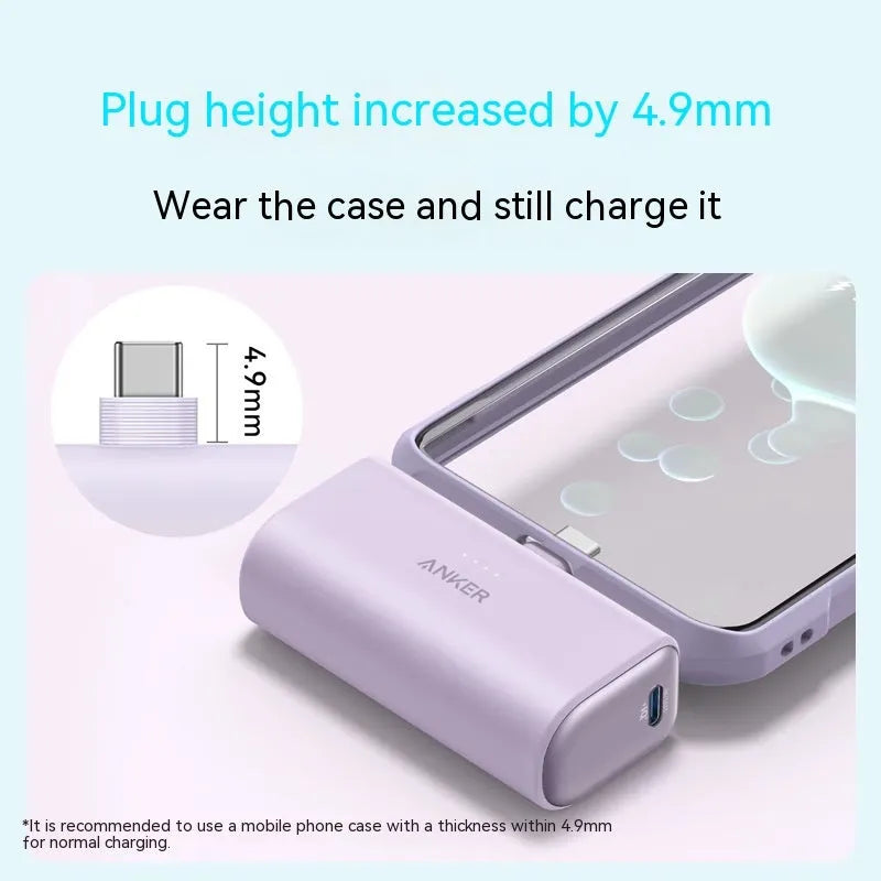 Capsule power bank 5000mAh portable charger with foldable Type-C head in five colour options