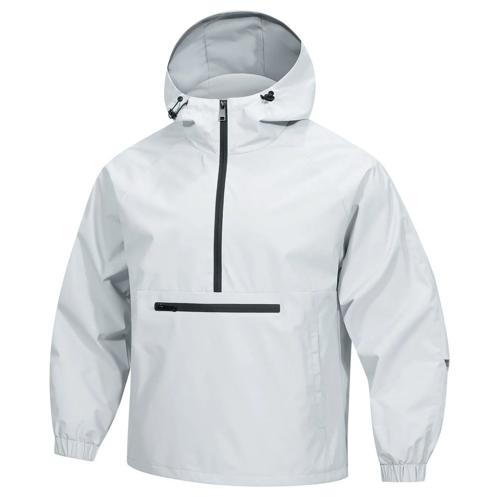 Men's Korean-style loose corduroy half-zip hooded sweater jacket in multiple colours