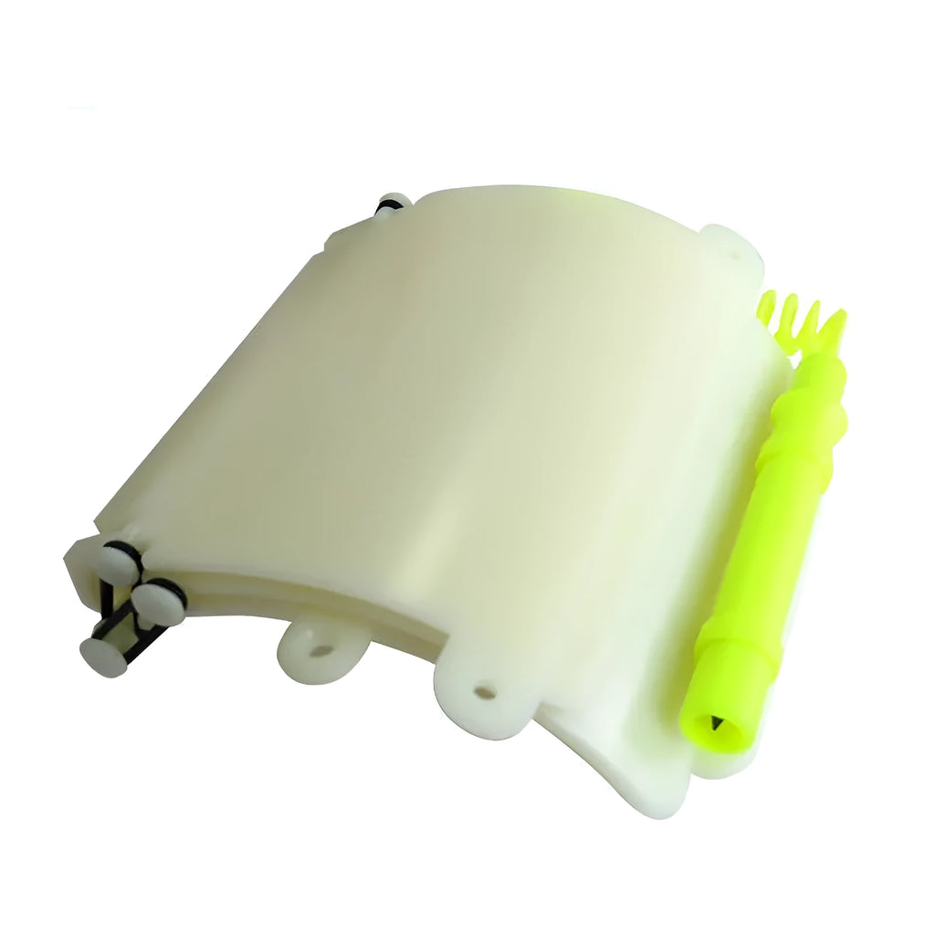 White luminous underwater writing wristboard for divers on a wrist, with pencil and spare o-ring.