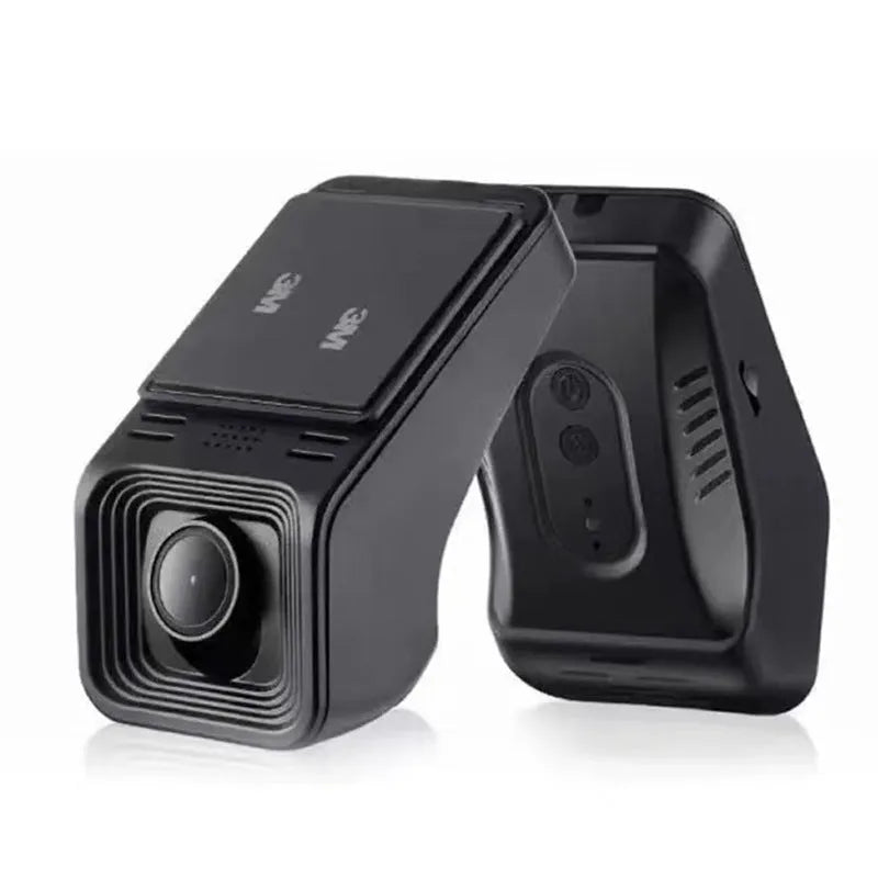 HD 1080p night vision driving recorder unit with WiFi connectivity for smartphone control.