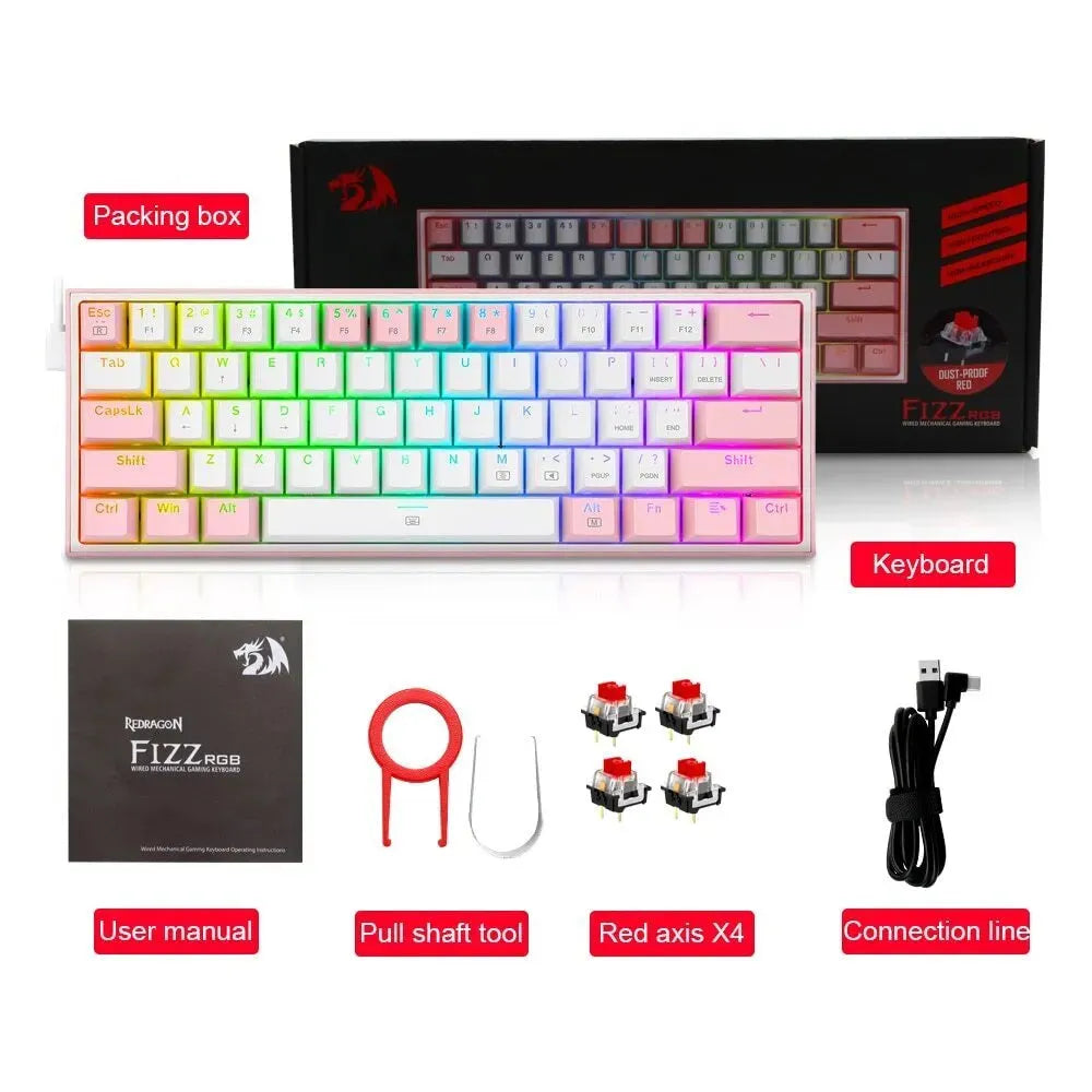k617 wired mechanical keyboard with RGB backlighting and dual-colour keycaps