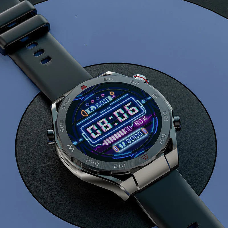 Smart watch phone with 1.43-inch IPS screen, ceramic body, silicone strap, black colour option