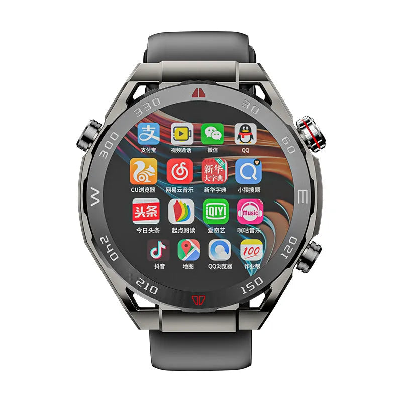 Smart watch phone with 1.43-inch IPS screen, ceramic body, silicone strap, black colour option
