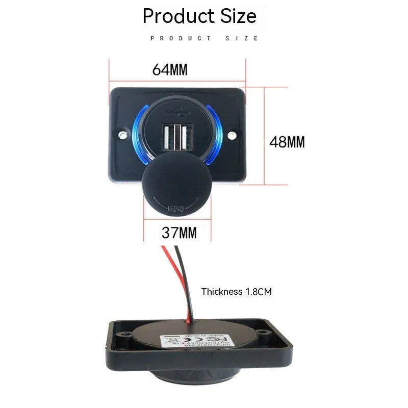 Black 12-24V USB car charger with 3.1A output for vehicle installation