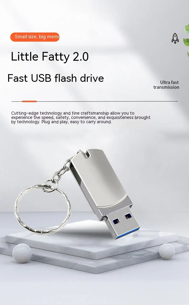 White metal rotating USB flash drive showing compact size and rotating mechanism