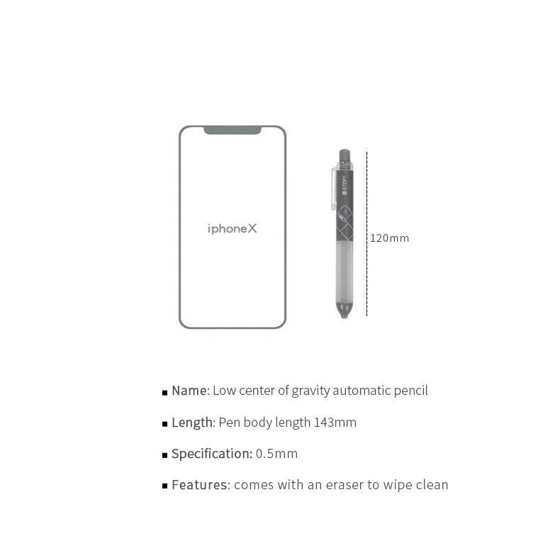 Black and white 0.5mm mechanical pencils with cloud grip on a minimalist background.