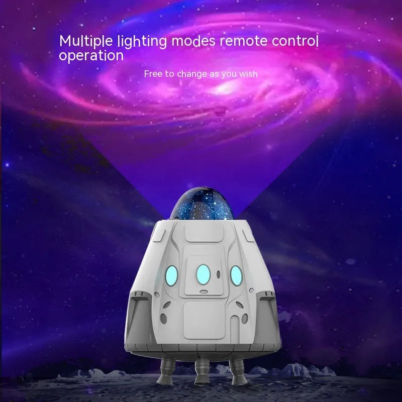 White Bluetooth-controlled Northern Lights ambience light with USB power and laser starry sky projection