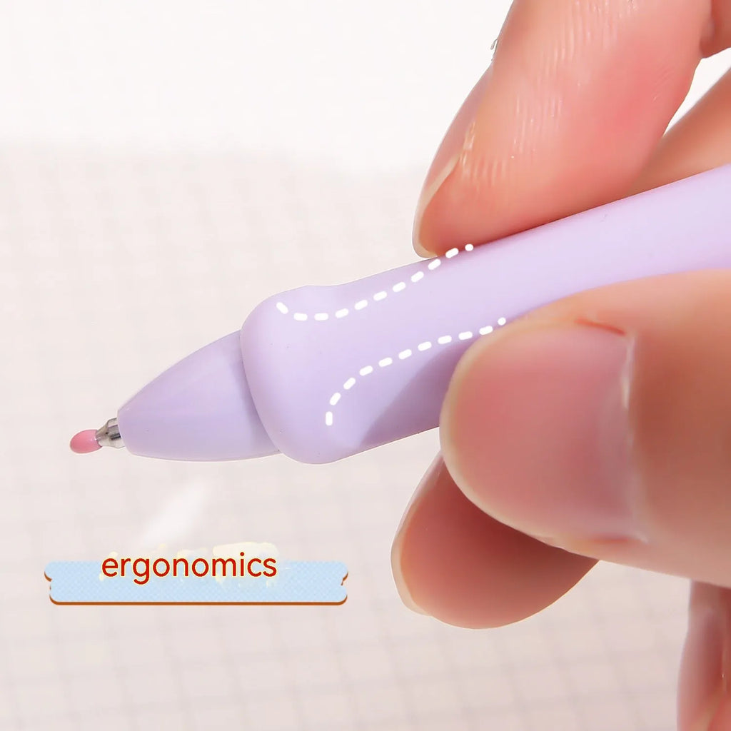 Macaron series press gel pen with 0.5mm tip in smoked brown, white, or powder colour.
