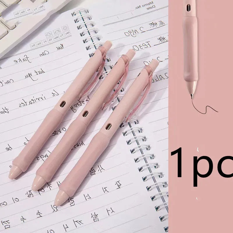 Macaron series press gel pen with 0.5mm tip in smoked brown, white, or powder colour.