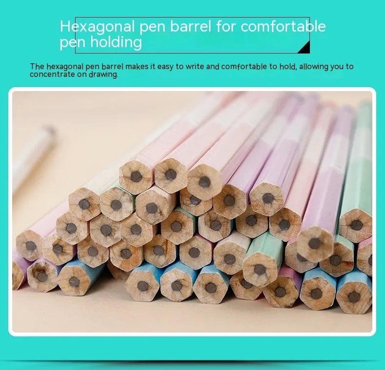 Basswood six-angle thermal transfer pencils with HB refills in 50-piece professional pack