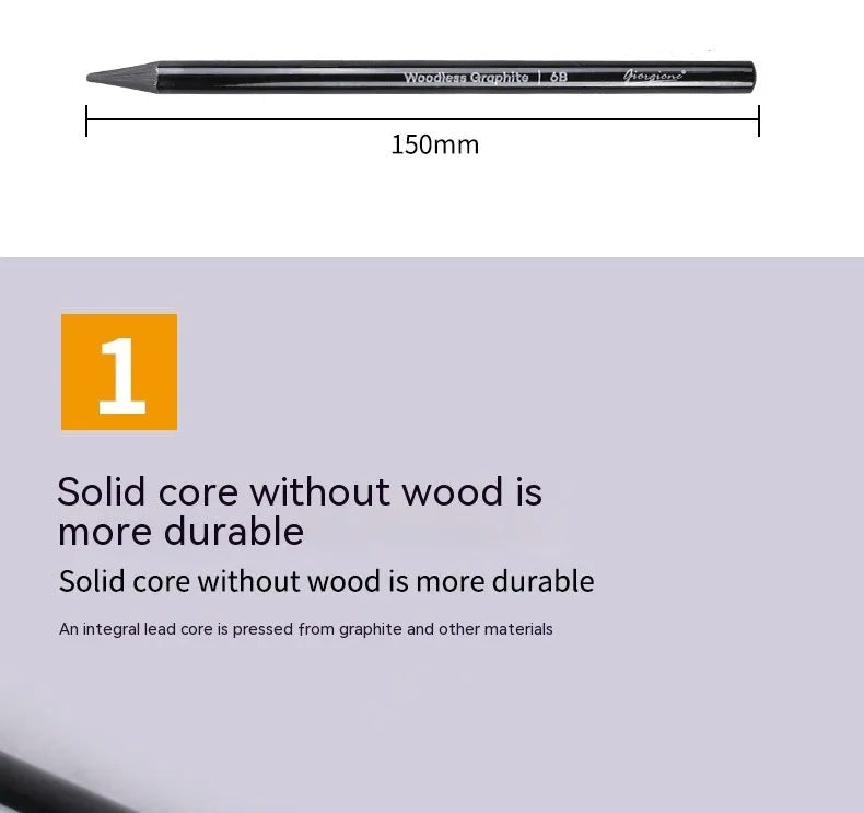Set of six graphite pencils and three carbonized pencils packaged on a white suction card.