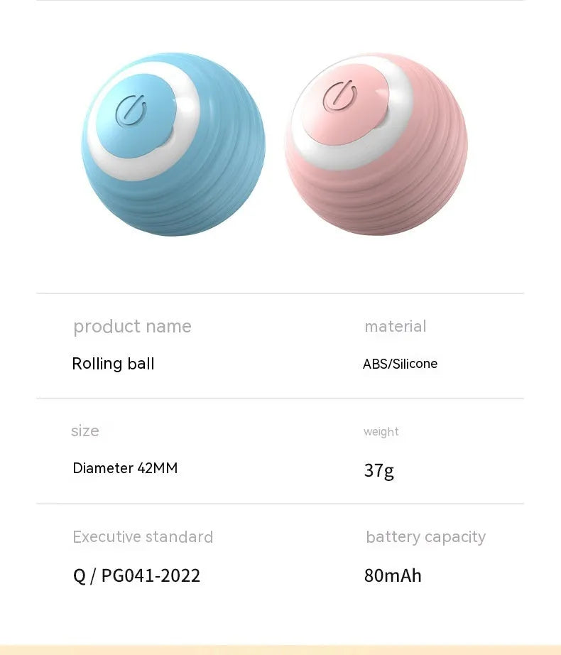 Blue automatic moving cat toy ball with self-bouncing technology on indoor floor