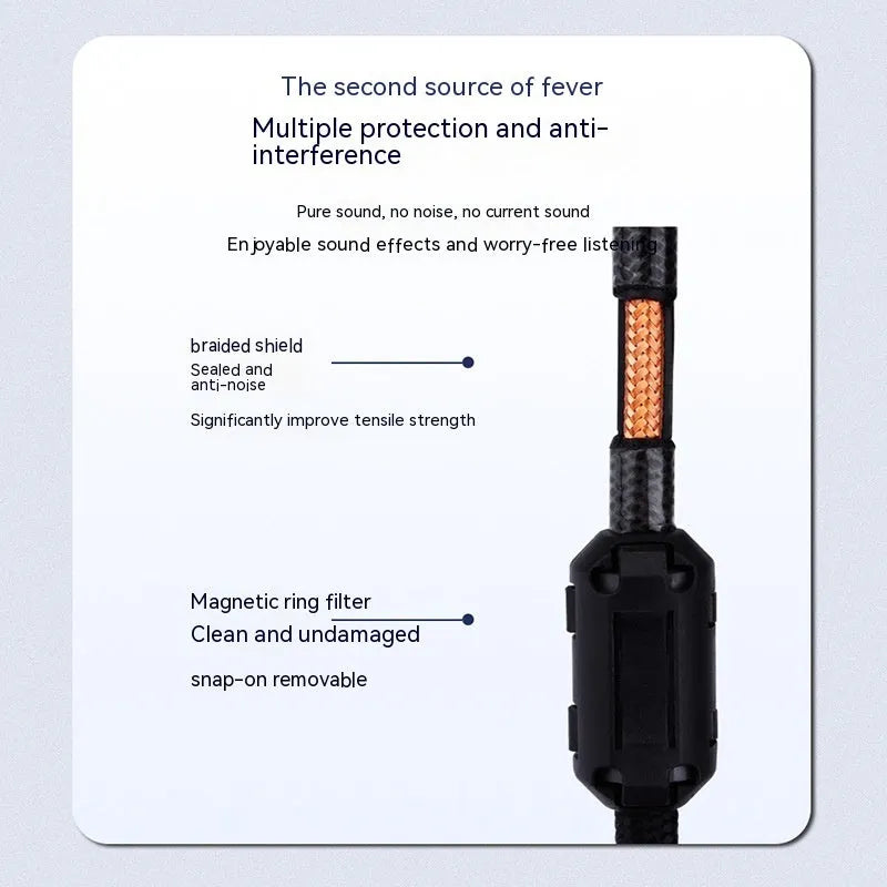 3.5mm to 2RCA computer audio cable with PVC cotton net sheath in multiple lengths