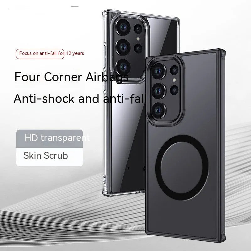 Frosted transparent PC phone case for Samsung with anti-fall corners and matte finish