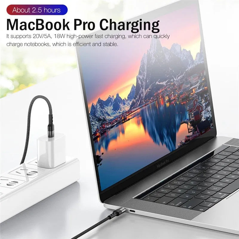 100W USB-C to USB-C PD fast charging cable with aluminium alloy connectors in black