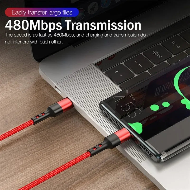 100W USB-C to USB-C PD fast charging cable with aluminium alloy connectors in black