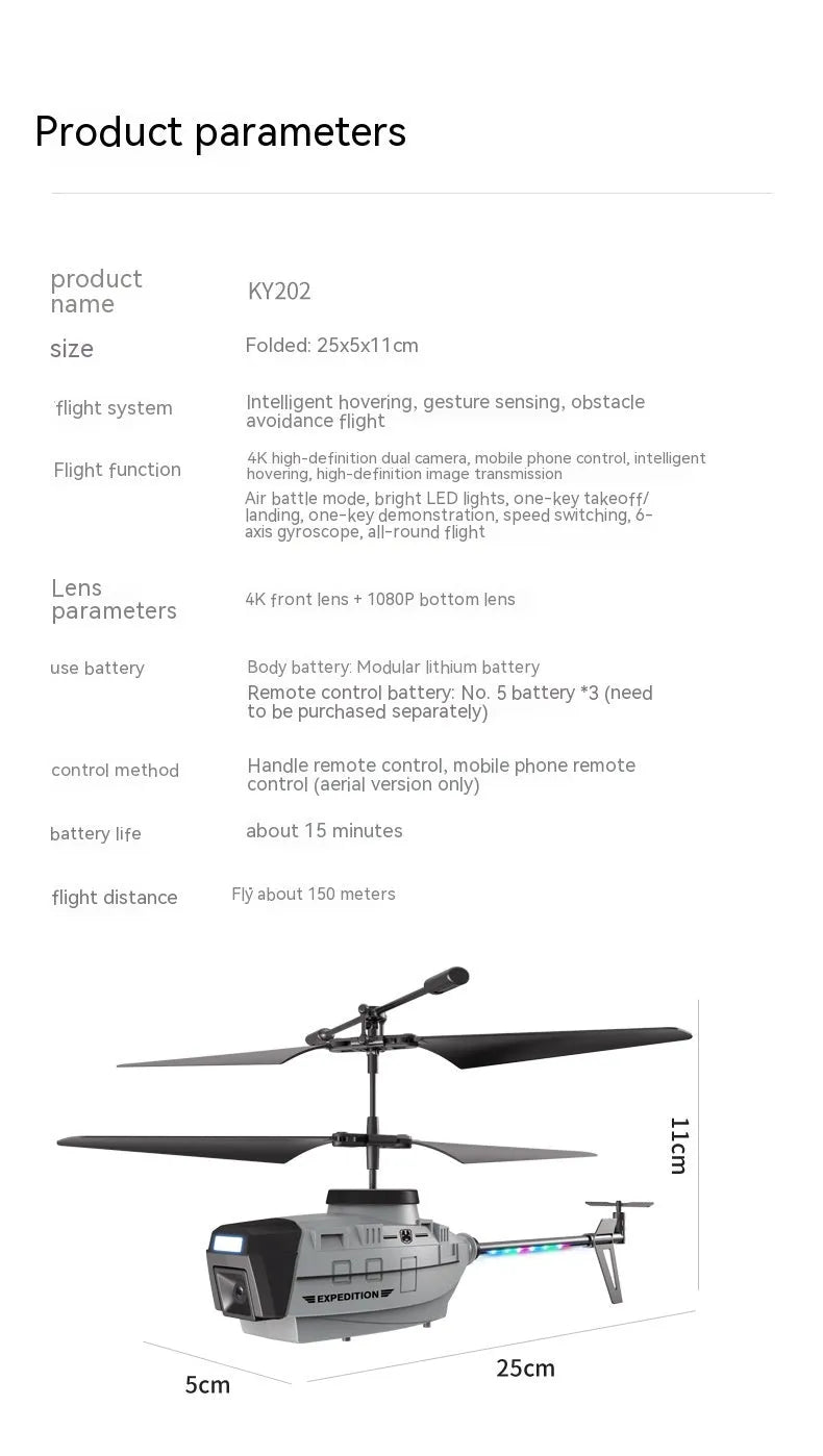 Heifeng reconnaissance UAV helicopter drone with obstacle avoidance sensors and coloured LED lights
