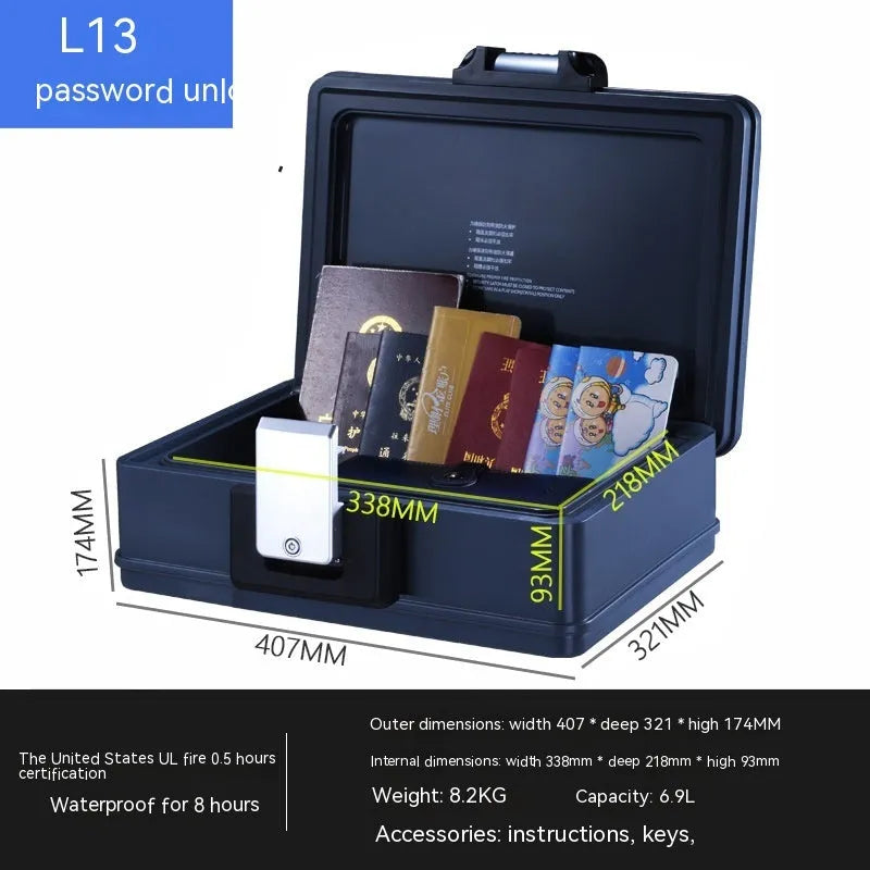 L12 Mechanical 6500G toughened steel portable safe box with combination lock