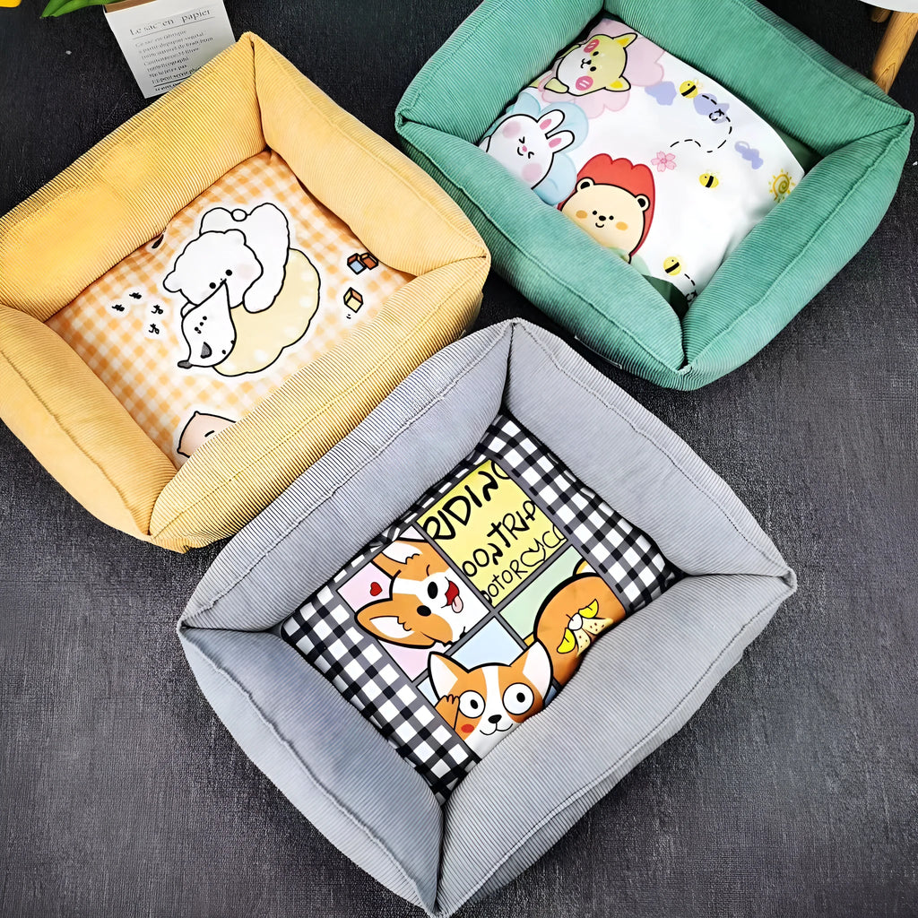 A light blue velvet dog nest bed with plush PP cotton filling, shown in a 50x40cm size.