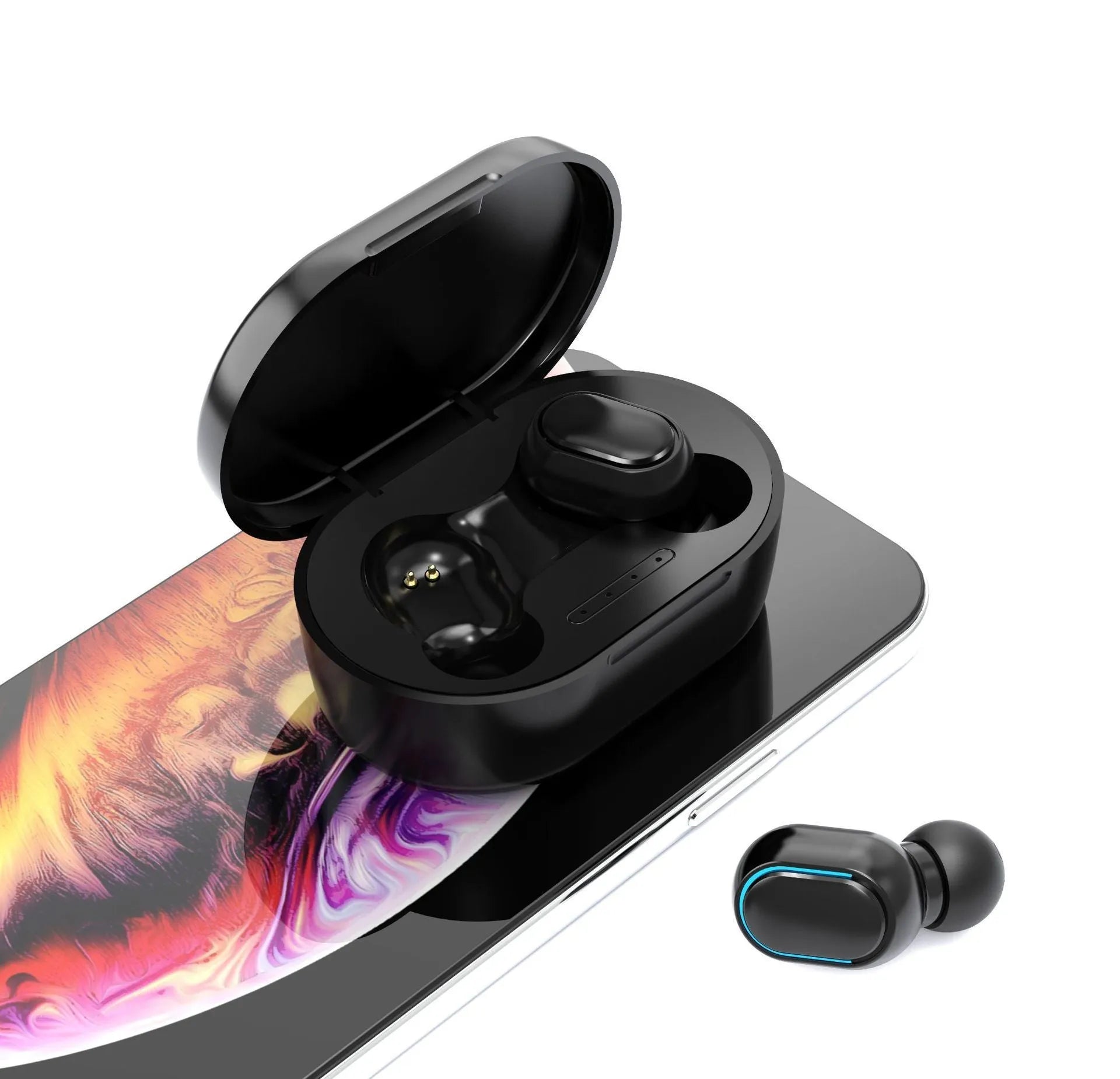 New E7S wireless binaural mini in-ear sports Bluetooth headset with ear hook design in black