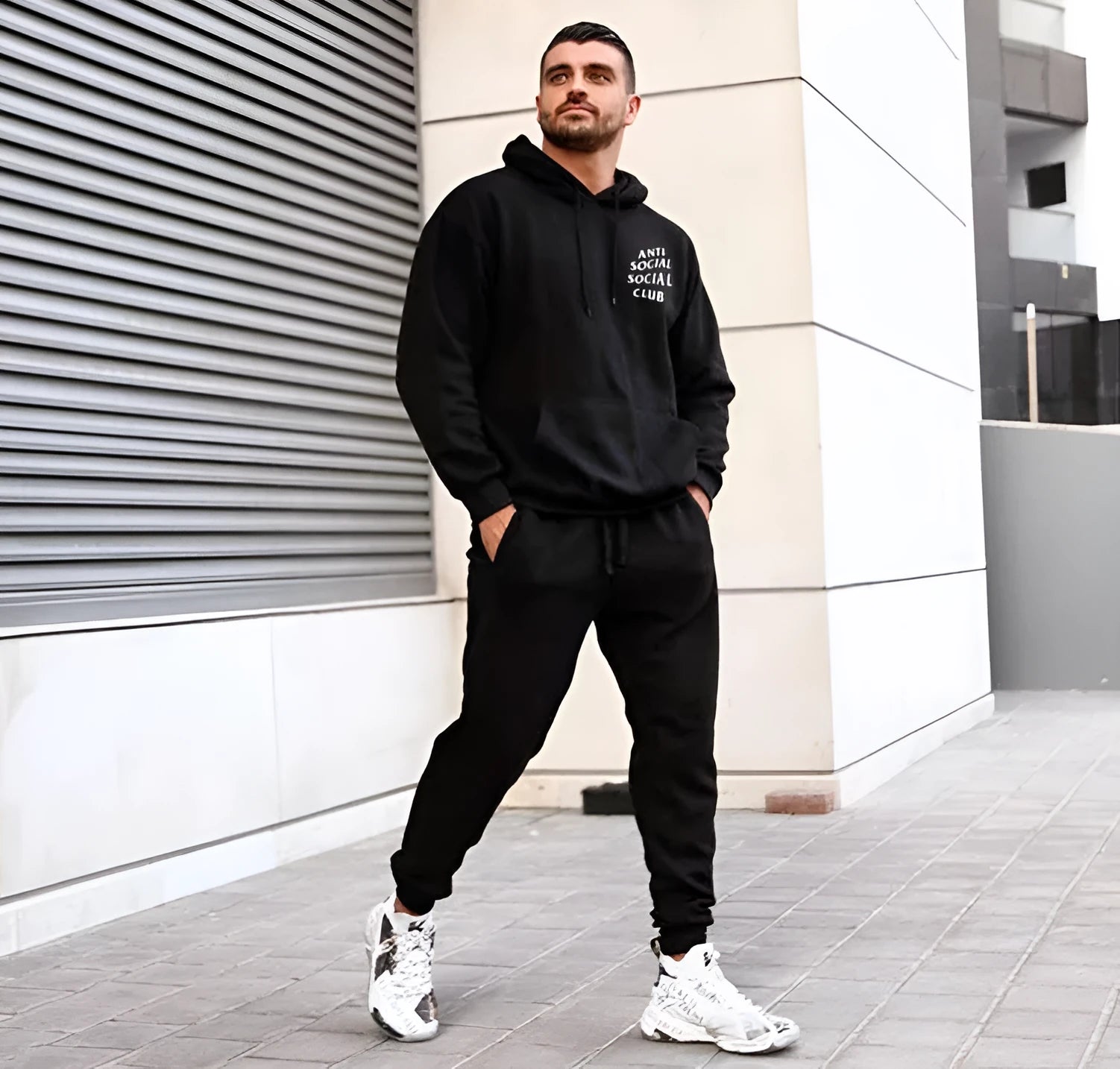 Autumn winter loose fit hooded pullover sweater in solid colour for men and women