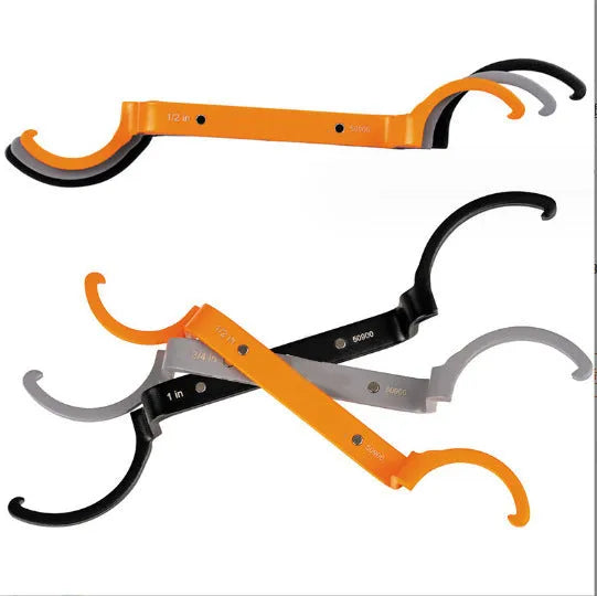 Crescent magnetic suction wrench three-piece set showing orange, grey, and black wrenches with different sizes
