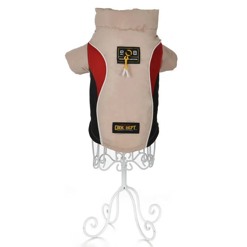 Cotton pet clothes in beige or red, casual outfit for dogs and cats, sizes XS to XL