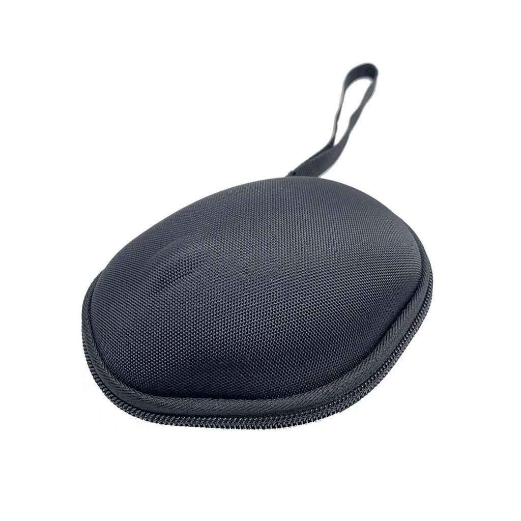 Black Logitech M720 mouse protection case with internal grey lining, showing compact storage design