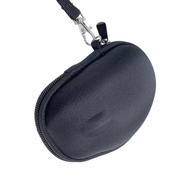 Black Logitech M720 mouse protection case with internal grey lining, showing compact storage design