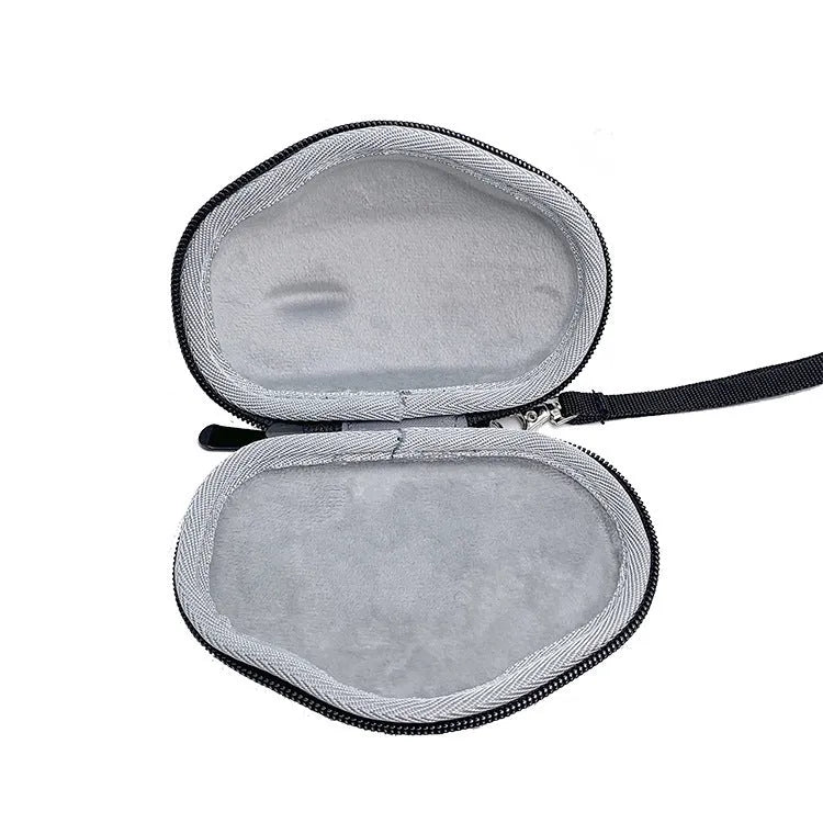 Black Logitech M720 mouse protection case with internal grey lining, showing compact storage design