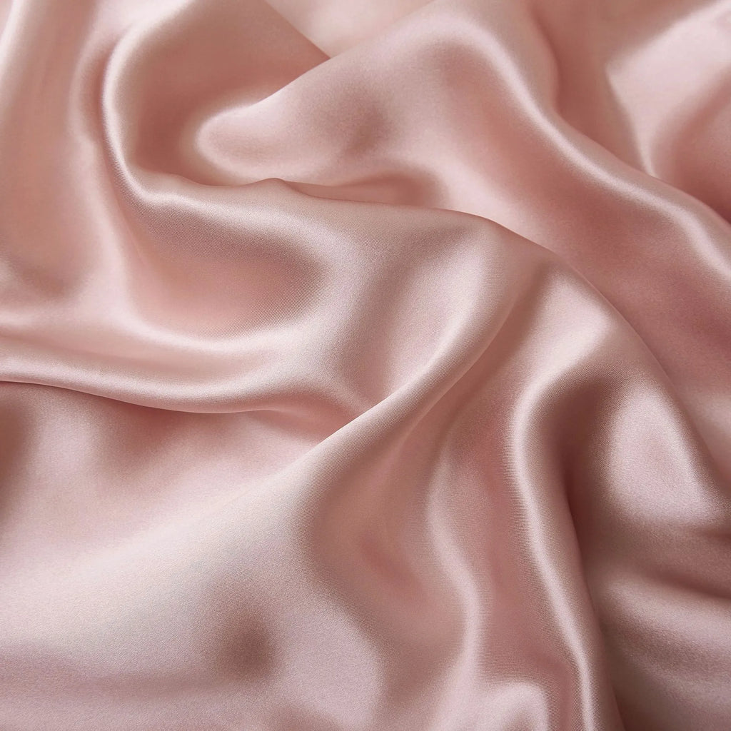 Single mulberry silk pillowcase in palace luxury style, shown in a selection of available colours.